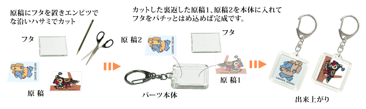 ハメパチ・正方形33キーホルダーの製作方法
